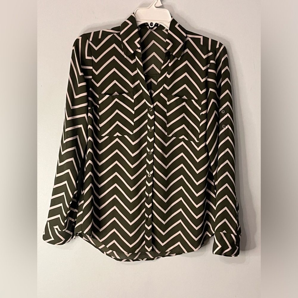 Express Button Down Blouse Size Small Loose Fit F… - image 1